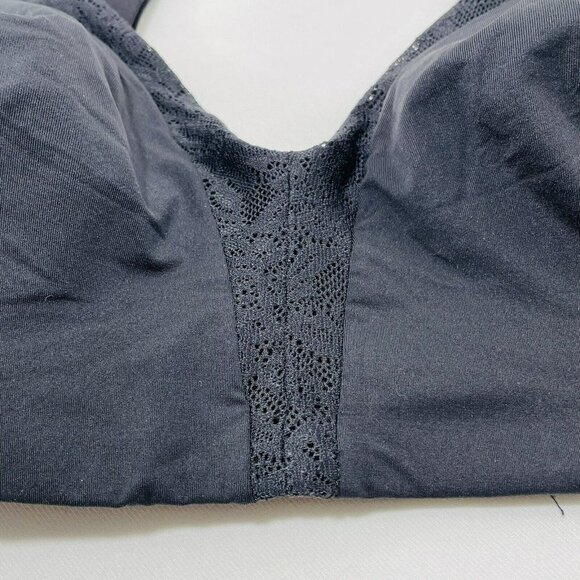 Playtex Bra Wireless Ultra Soft Wire Free Size M Black Comfort Full Coverage New - Picture 5 of 12